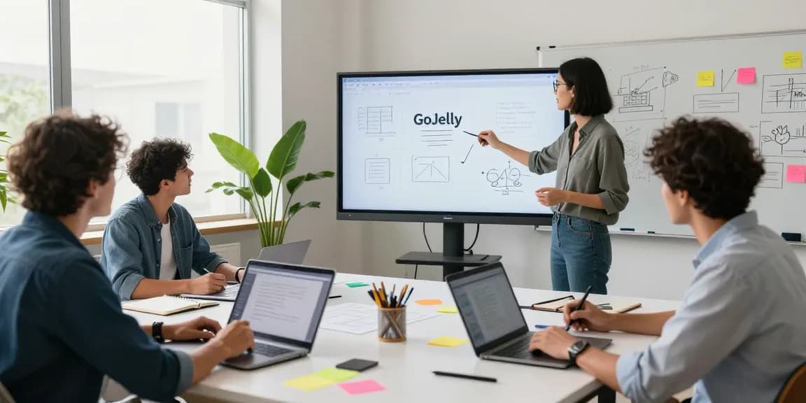 Collaboration at its best with mixboard ai in a vibrant workspace, showcasing brainstorming teams digitally connecting ideas.