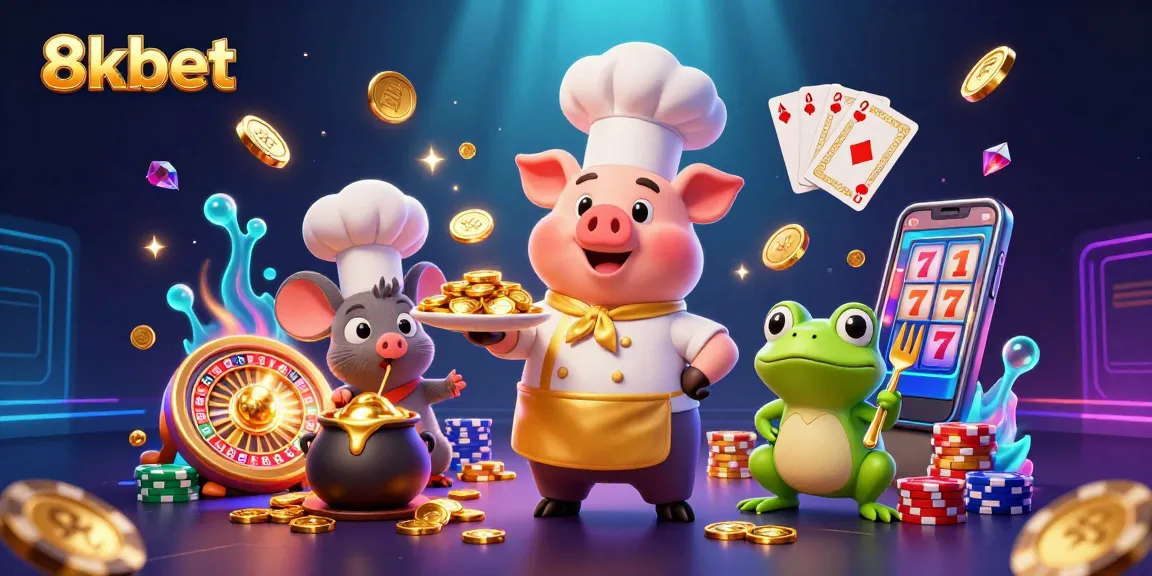 Experience winnings with 8kbet through engaging casino games featuring lively characters and gold coins.