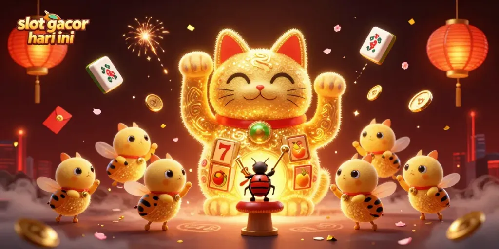 Experience the thrill with slot gacor hari ini, featuring vibrant 3D symbols and festive elements.