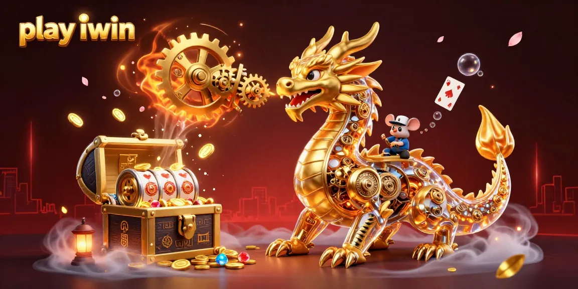 Play iwin with a golden dragon and vibrant treasures in a captivating casino scene.