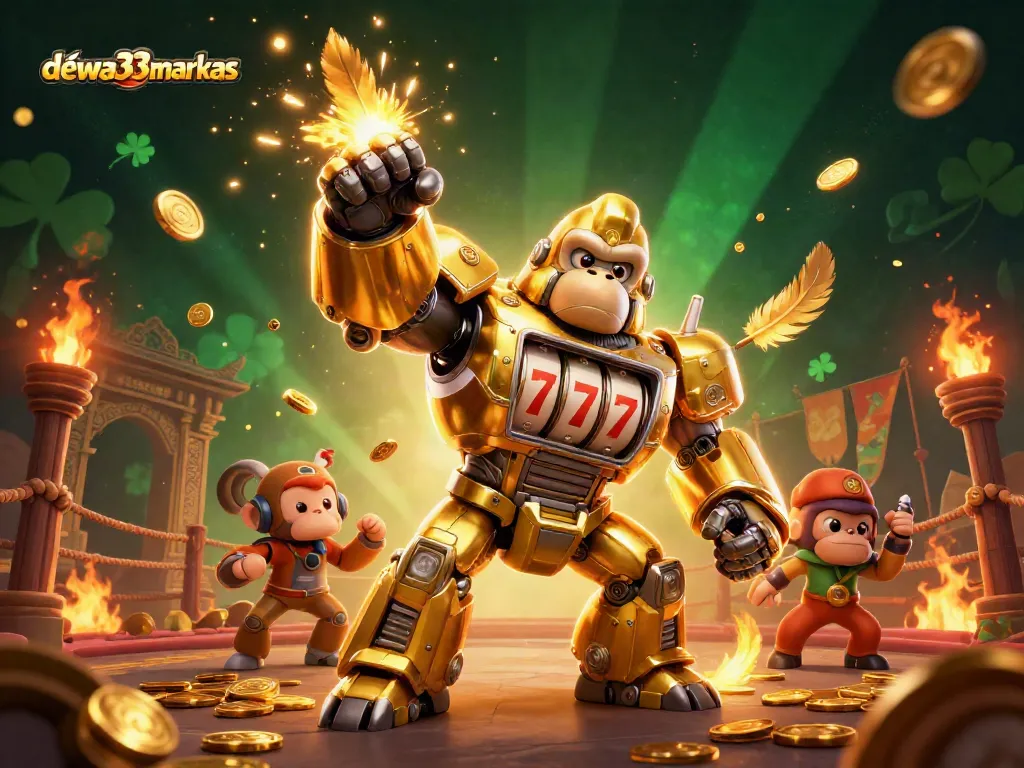 Engage with action-packed gaming at dewa33markas featuring a spectacular 3D casino scene.