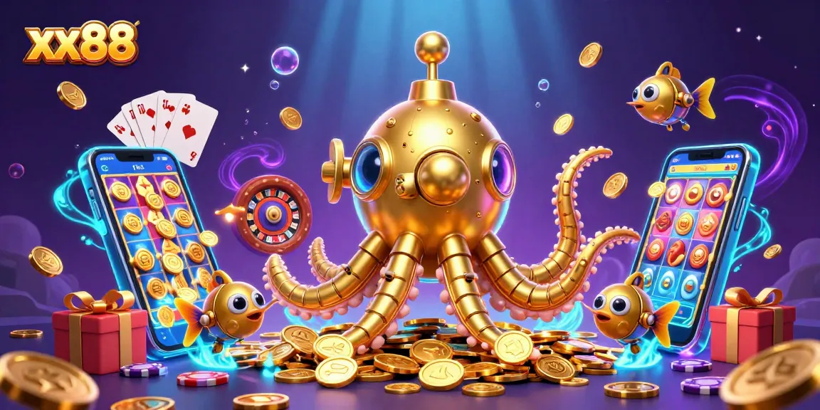 Experience the exciting world of xx88 with the golden kraken navigating through a sea of winnings.
