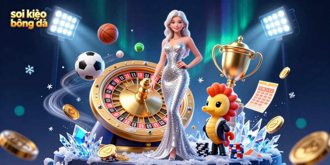 Engage in sports betting with visually captivating soi kèo bóng đá scene featuring a mermaid and vibrant sports elements.