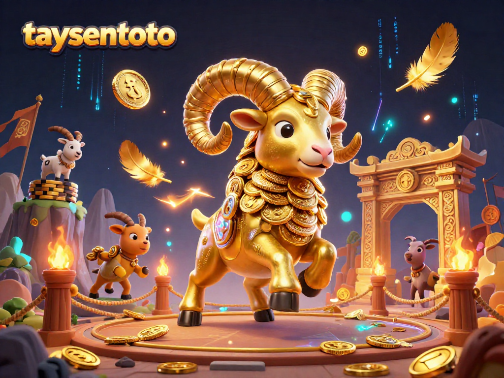 Experience the thrill of taysentoto with a golden ram charging through a vibrant gaming scene.