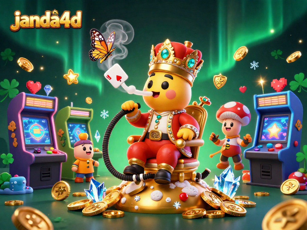 JANDA4D menghadirkan pengalaman permainan kasino yang menakjubkan dengan karakter kartun dan mesin arcade menarik.