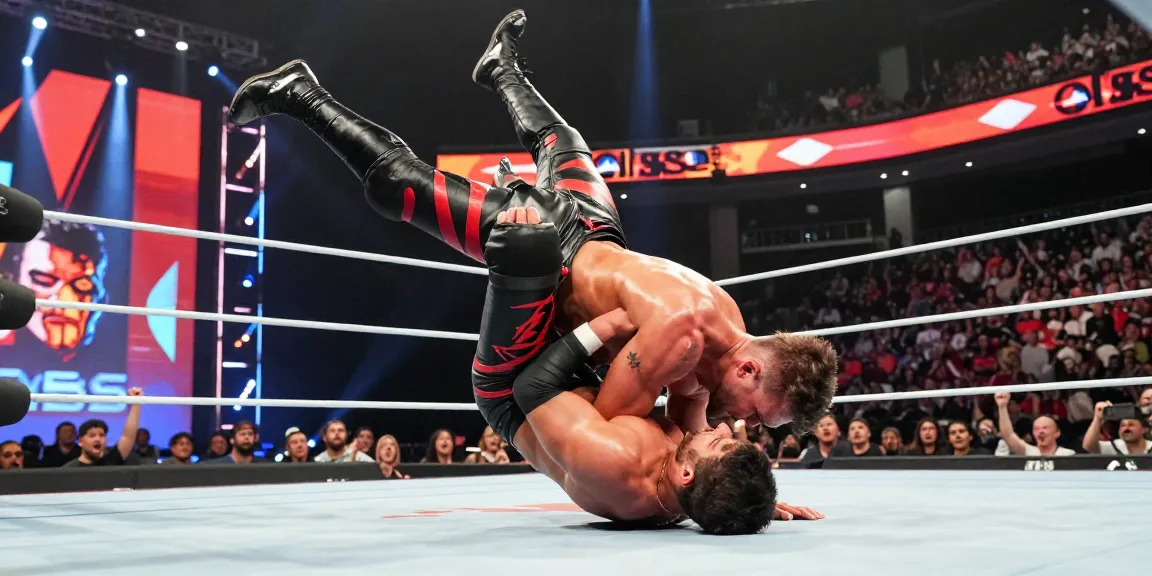 Abyss wrestler Christopher Park delivering a choke slam in an electrifying wrestling match, showcasing his power and height.