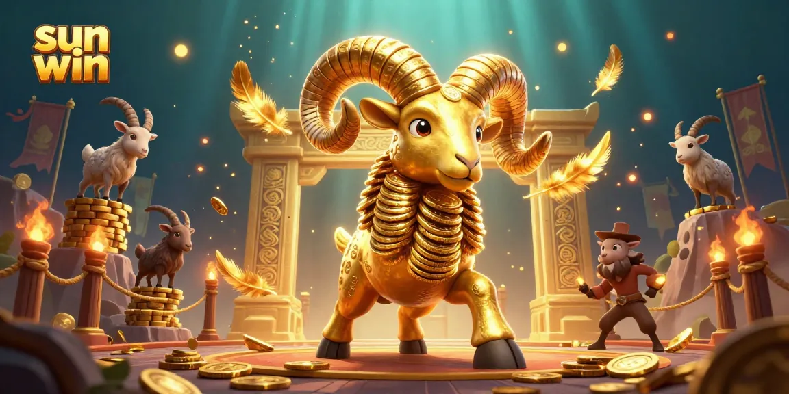 Experience thrilling gameplay with sun win in a vibrant 3D casino scene featuring a golden ram and dynamic elements.