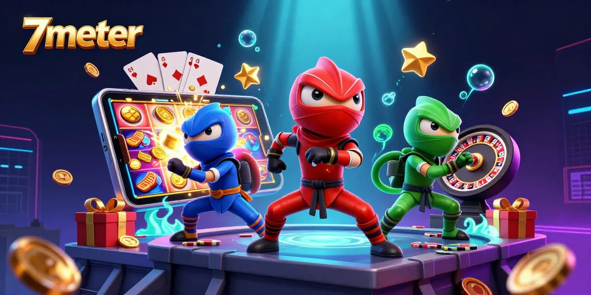 Spin to win big with 7meter in this vibrant slot gaming adventure scene!