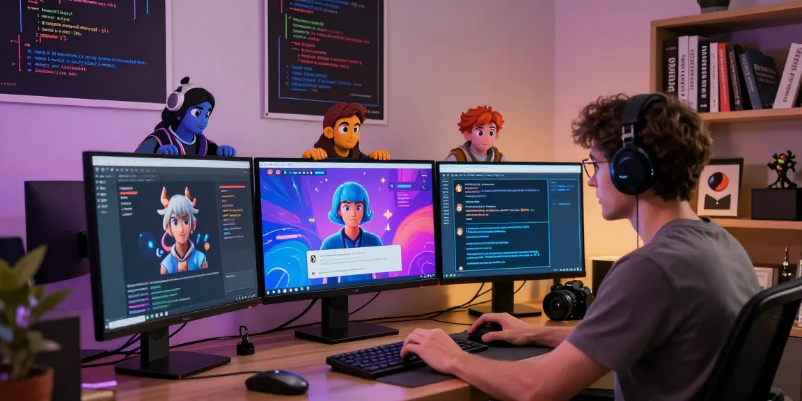 Engaging with Tavern AI character on sleek desktop setup showcasing interactive chat features.