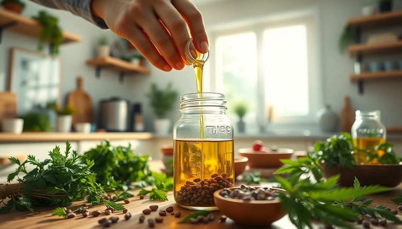 Learn how to make THC oil with natural ingredients in a bright kitchen setting.