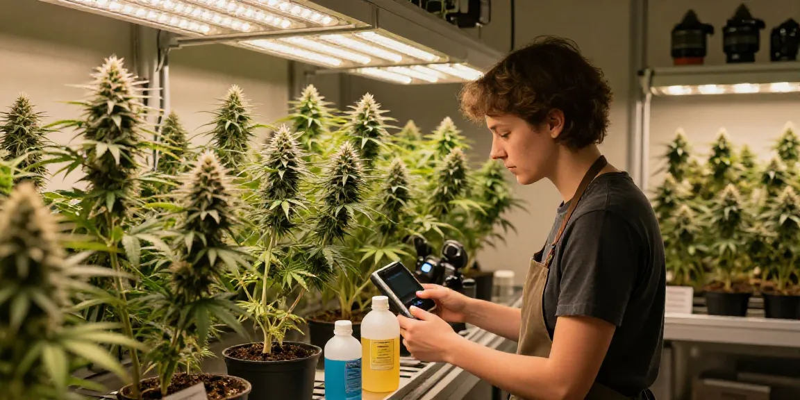 Feminisierte Cannabissamen kaufen displayed in a vibrant indoor grow room with lush female plants.