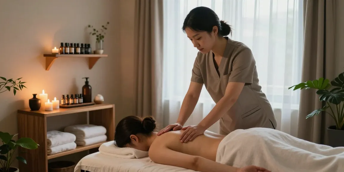 Swedish massage session showcasing relaxation and comfort with essential oils.