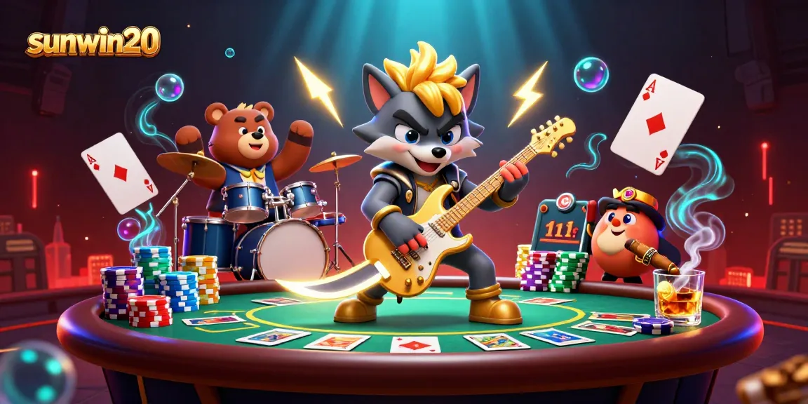 Experience thrilling gameplay with sunwin20 in a vibrant casino illustration featuring energetic characters and dynamic elements.