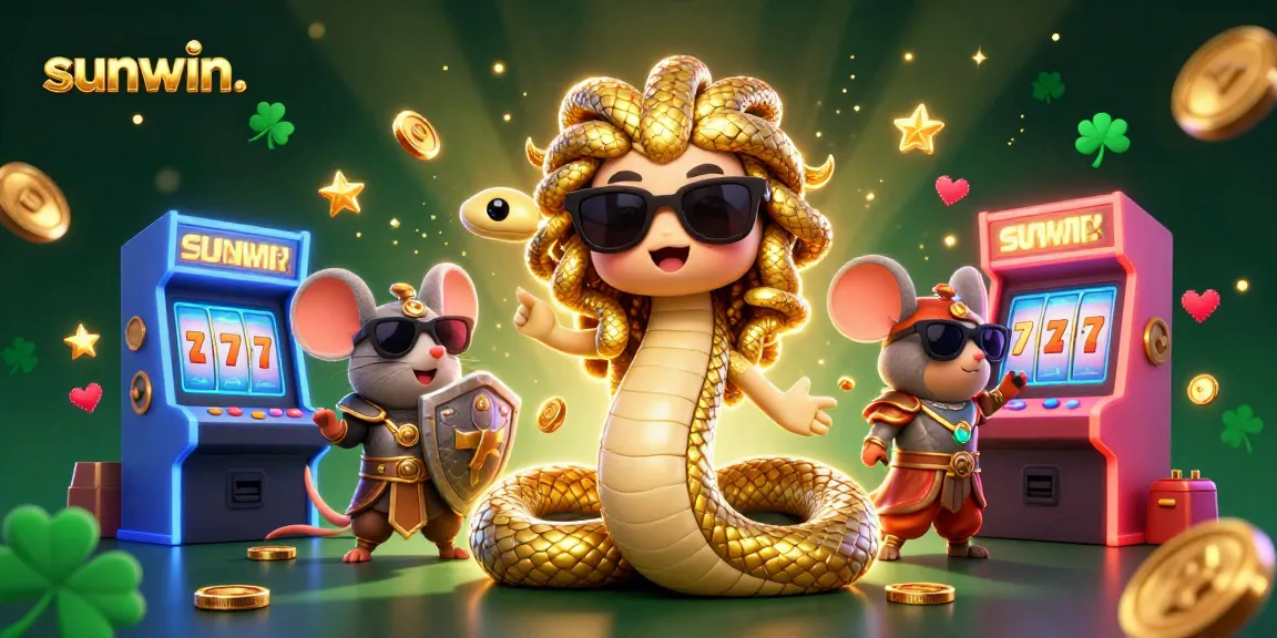 Play games and win big at sunwin. with colorful slots and friendly characters in an exciting casino scene.