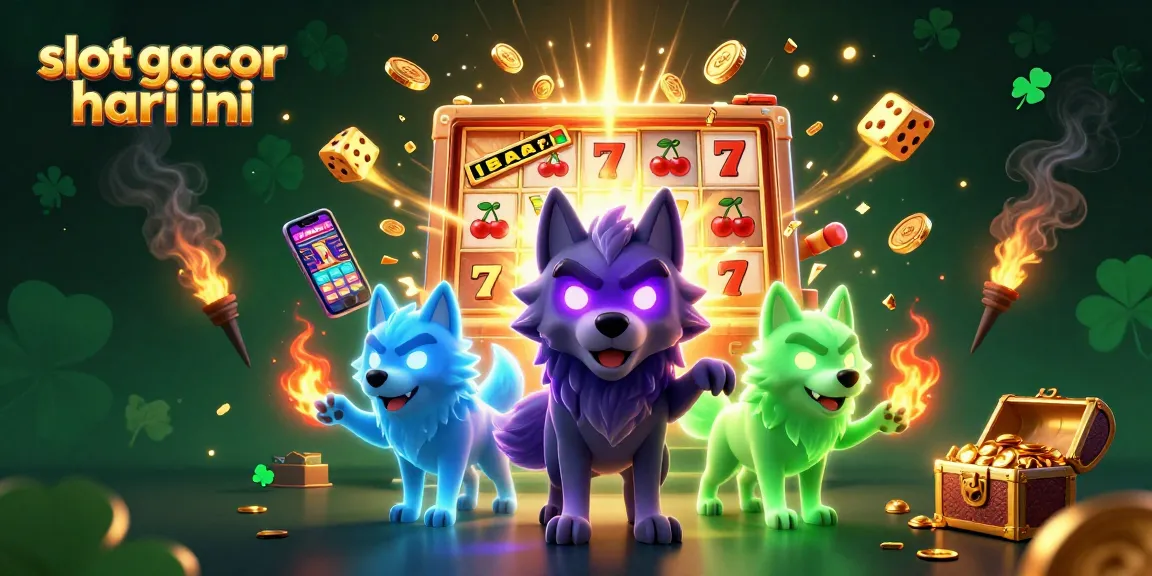 Win big this slot gacor hari ini with a dynamic 3D illustration showcasing exciting casino elements.