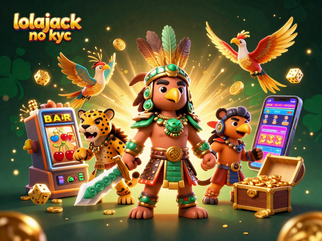 Spin the reels at lolajack no kyc while enjoying a vibrant casino scene with jackpot elements.