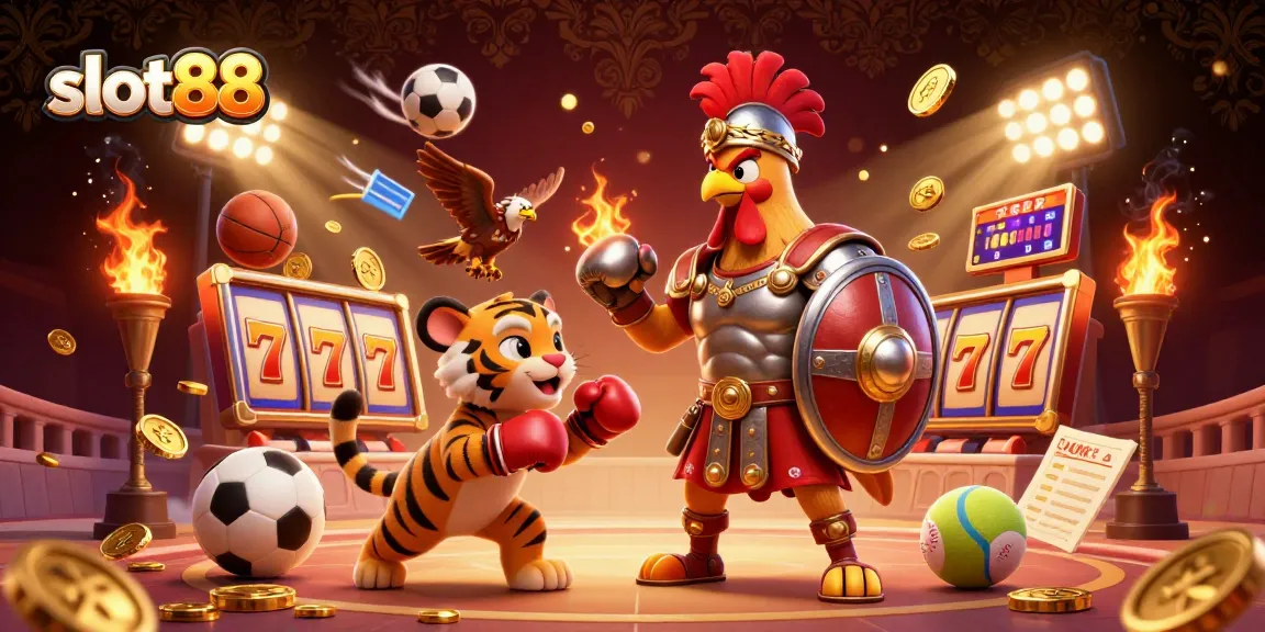 Engaging 3D illustration of slot88-themed characters with casino elements, showcasing exciting gameplay dynamics.