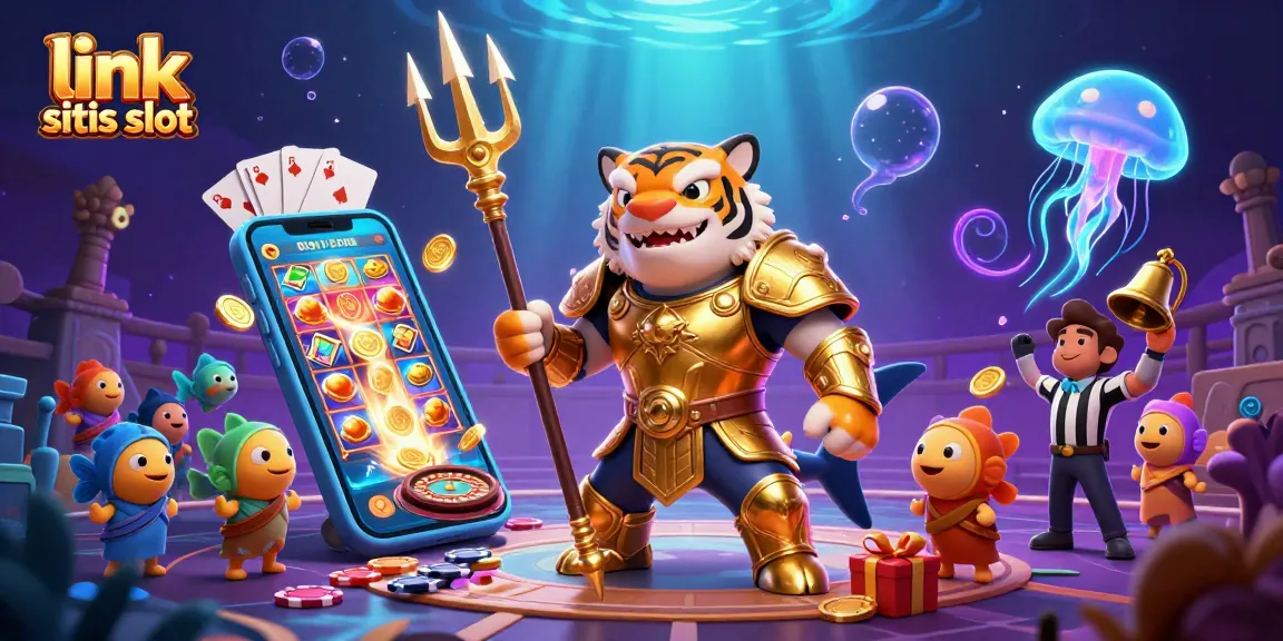 Experience winning with link situs slot, showcasing dynamic gaming elements in a vibrant underwater scene.