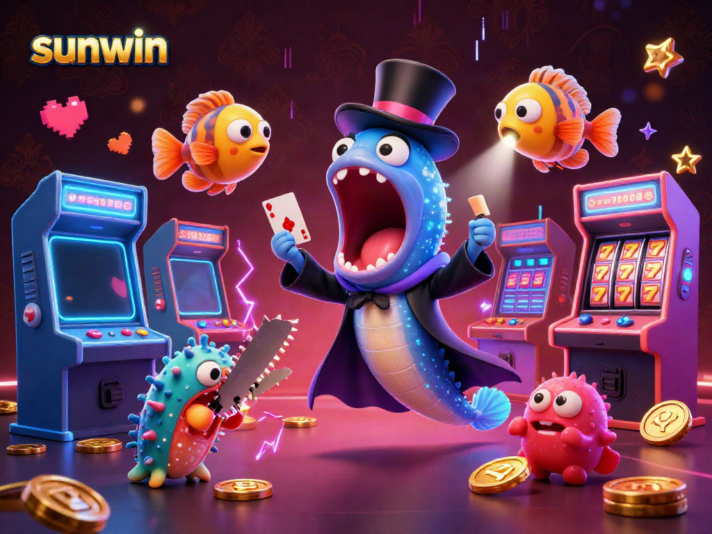 Experience thrilling gameplay with sunwin featuring 3D characters in vibrant casino setting.
