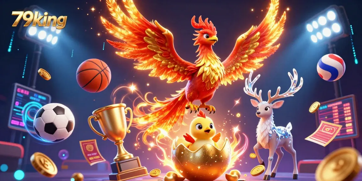 Experience thrilling action with 79king in this ultra-detailed 3D casino illustration.