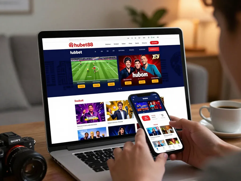 Engaging hubet88 online betting experience, user interacting with mobile interface in cozy home setting.
