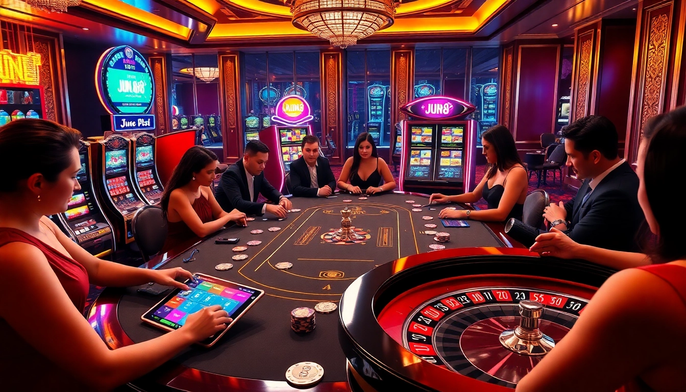 Experience the excitement of Jun 88 with vibrant casino games, luxurious tables, and engaging players.