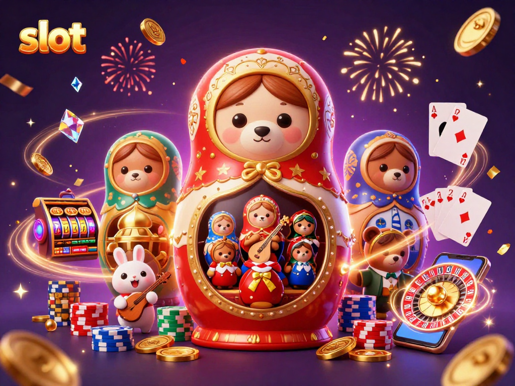 Engage in the vibrant world of slot gaming with dynamic 3D casino-themed illustration.