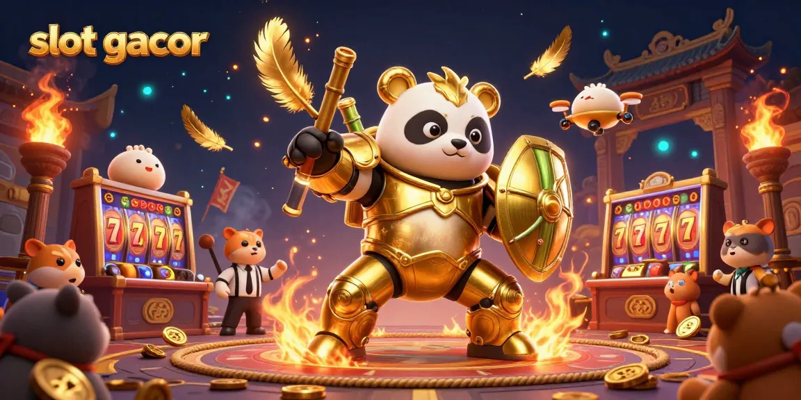 Engage with slot gacor in a vibrant casino scene filled with gold coins and dynamic game elements.