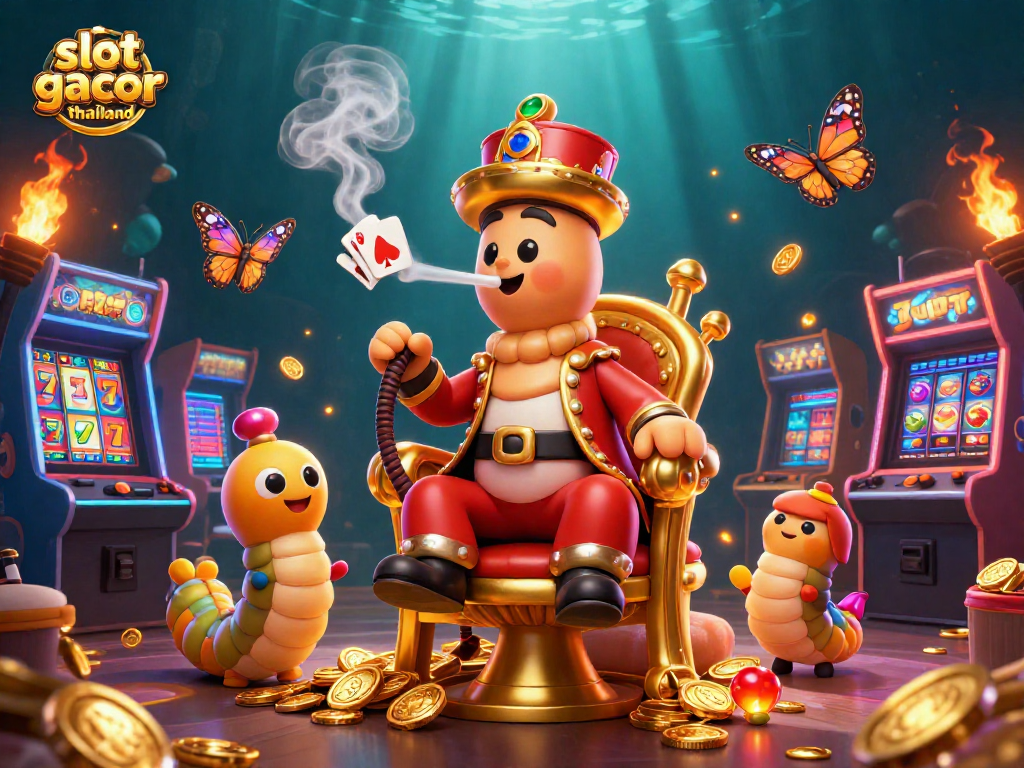 Engage with slot gacor thailand featuring a vibrant casino scene with unique characters and slot elements.