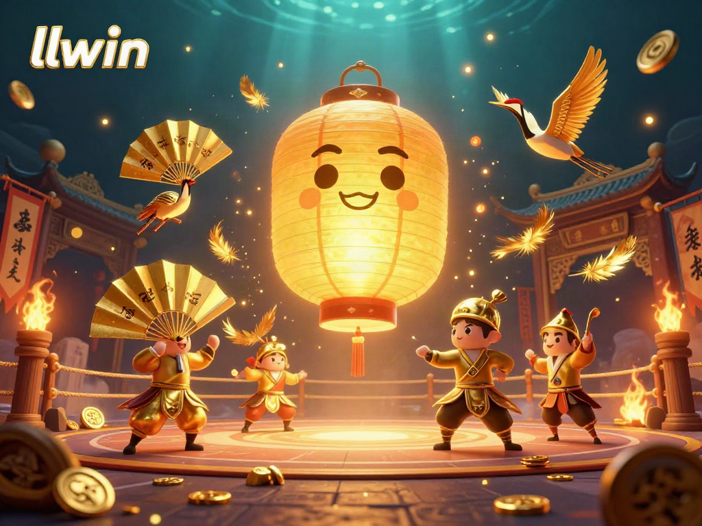 Engage with thrilling chances at LLWIN, featuring a glowing lantern spirit at a vibrant night market casino.