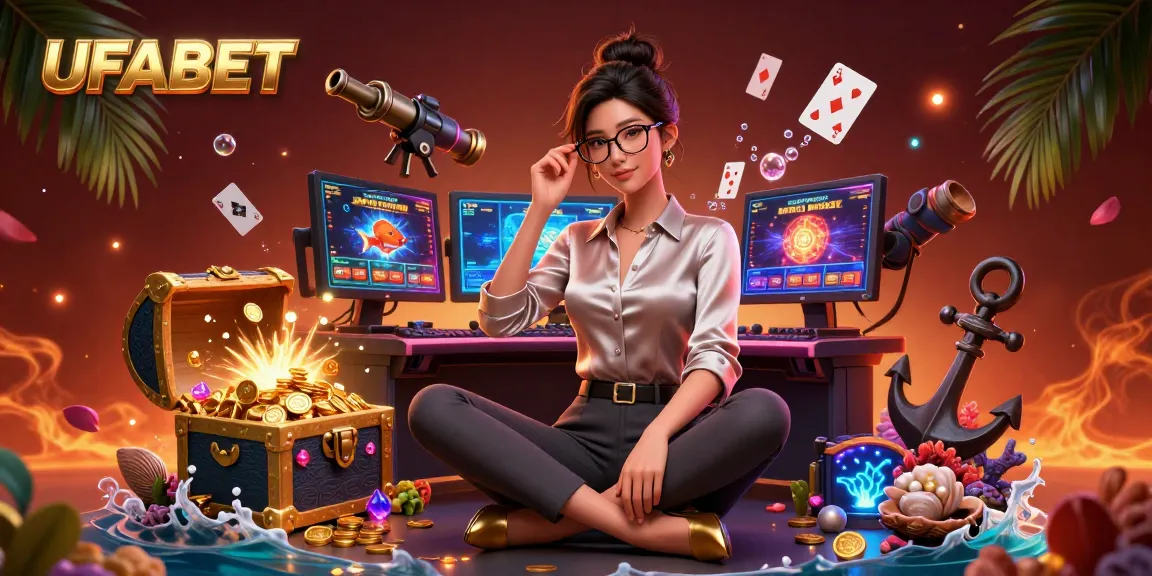 Experience thrilling gaming action with UFABET in an ultra-detailed casino scene featuring vibrant graphics and exciting gameplay.