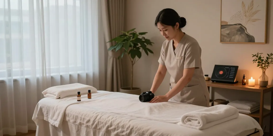 Relaxing 부산스웨디시 therapy room with tranquil lighting and essential oils.