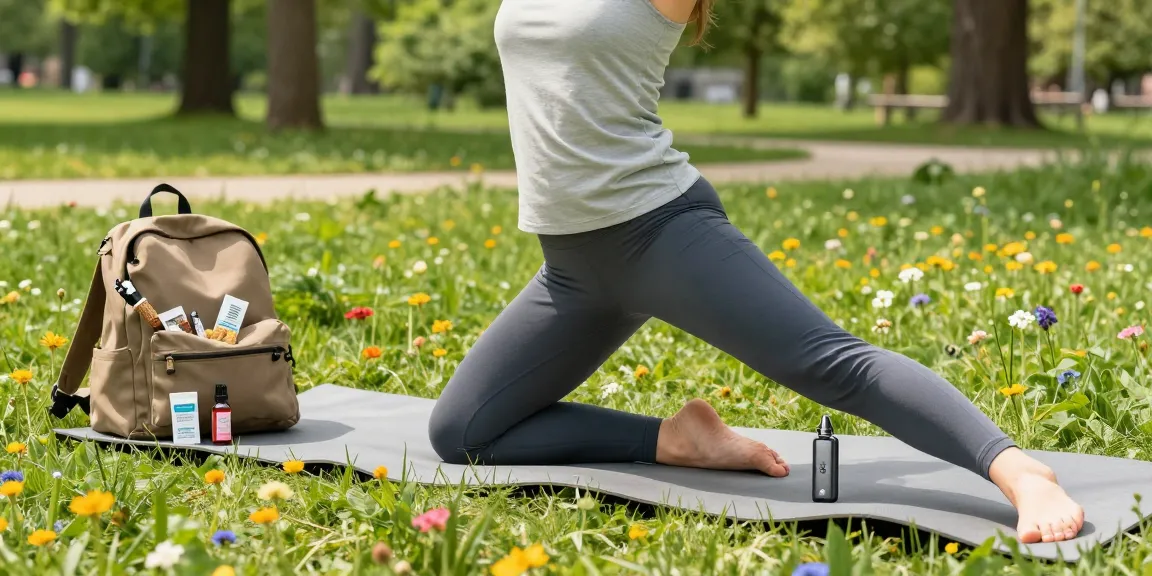 Exploring the benefits of geek THC with natural hemp vapes in a wellness-oriented outdoor yoga session.