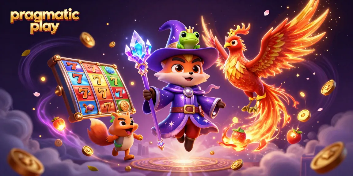 Experience thrilling wins with this magical pragmatic play slot illustration featuring a wizard fox and phoenix.