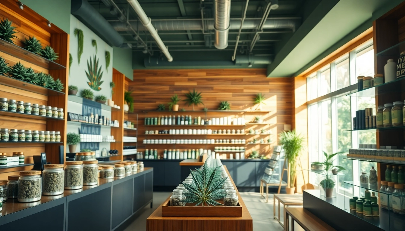 Shop unique items at the Weed Store in a modern retail setting featuring vibrant cannabis products.