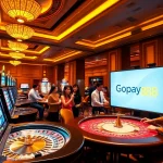 Players enjoying a thrilling Gopay88 casino experience with vibrant slot machines and gaming tables.