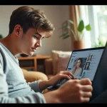 How to search OnlyFans tips showcased by a user exploring profiles on a laptop in a cozy setting.