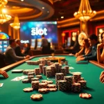 Gambling enthusiasts enjoying the thrill of idn slot at a vibrant casino table, surrounded by excitement.
