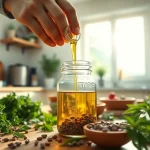 Learn how to make THC oil with natural ingredients in a bright kitchen setting.