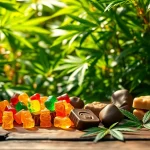 Buying weed prices showcased through colorful cannabis edibles on a wooden table.