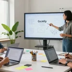 Collaboration at its best with mixboard ai in a vibrant workspace, showcasing brainstorming teams digitally connecting ideas.