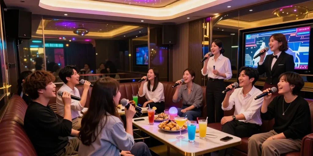 Enjoying a vibrant night at www.3no.org karaoke lounge with lively atmosphere and engaging managers.