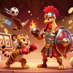 Engaging 3D illustration of slot88-themed characters with casino elements, showcasing exciting gameplay dynamics.