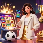 Experience the thrill of onbet with advanced betting technology displayed by a friendly Asian woman.