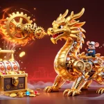 Play iwin with a golden dragon and vibrant treasures in a captivating casino scene.
