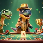 Experience thrilling gameplay at Fun79 with a velociraptor card counter and vibrant fishing elements.