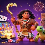 Experience thrilling Toto Slot action with a vibrant illustration featuring a demigod and dynamic gaming elements.