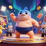 Play tải sunwin with a vibrant 3D illustration of a blowfish in a casino-themed underwater scene.