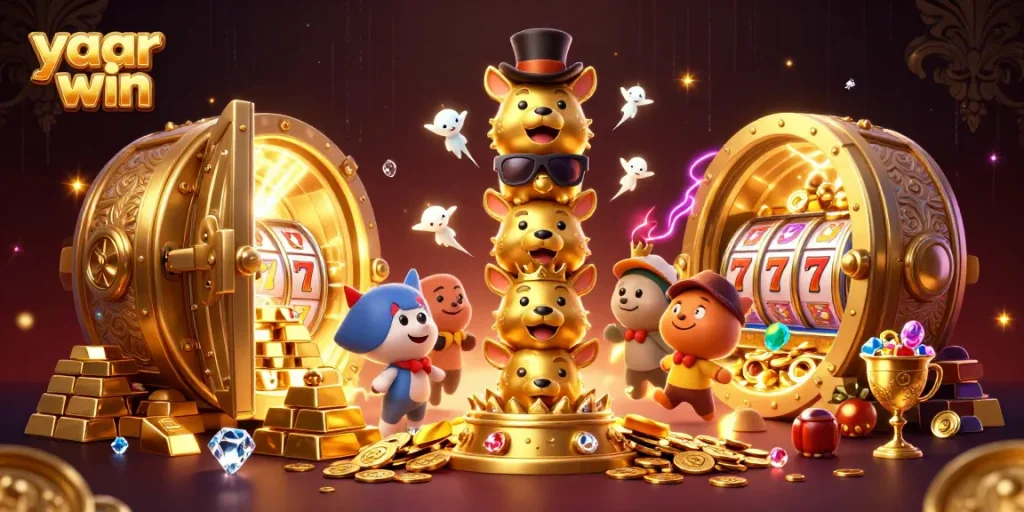 Engage with yaar win casino slots, featuring a lively 3D totem and shining treasures!