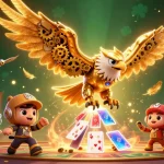 Experience thrilling action with sunwin chính chủ in this vibrant 3D casino scene featuring golden eagle and playing cards.